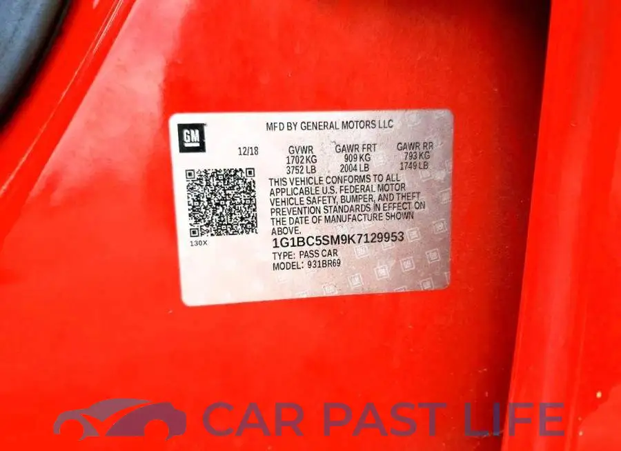 1G1BC5SM9K7129953# 13