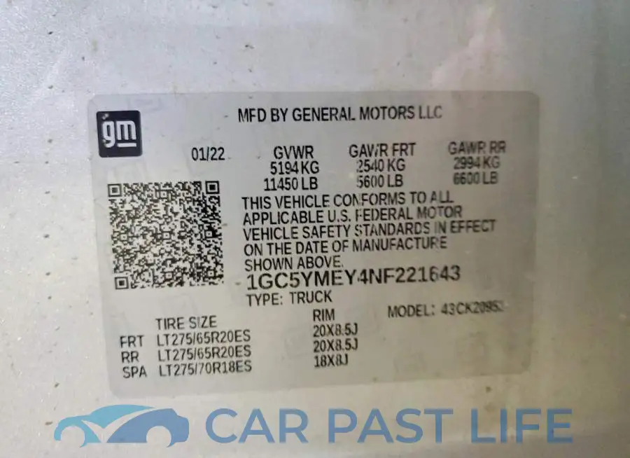 1GC5YMEY4NF221643# 12
