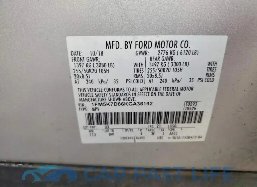 1FM5K7D86KGA36192# 13