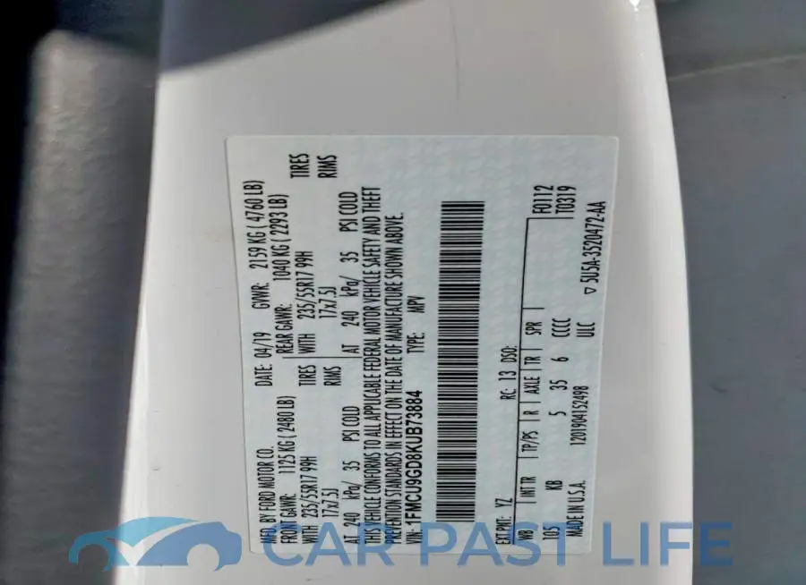 1FMCU9GD8KUB73884# 13