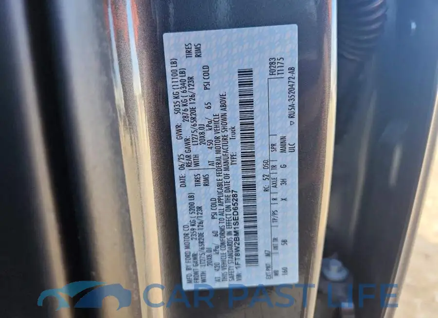 1FT8W2BM1SED65287# 12