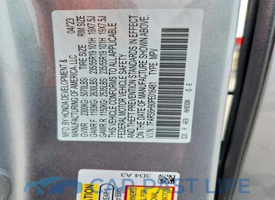 7FARS6H90PE016481# 12