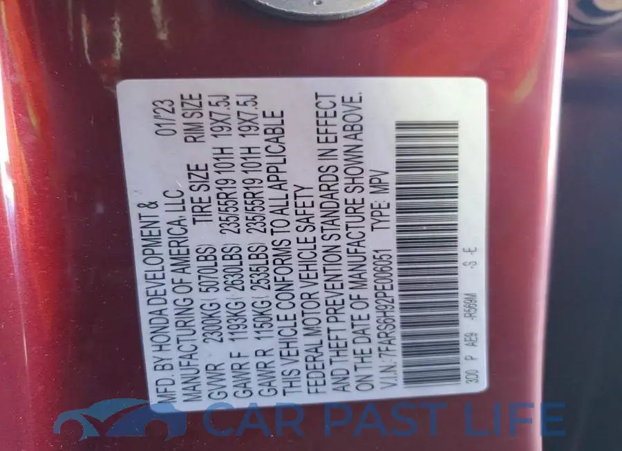 7FARS6H92PE006051# 13