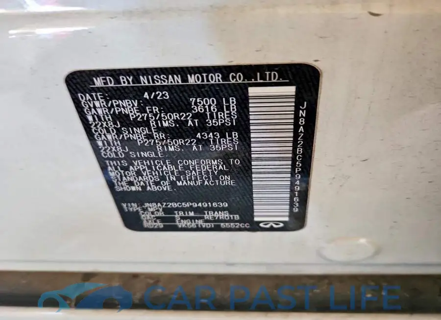 JN8AZ2BC5P9491639# 13