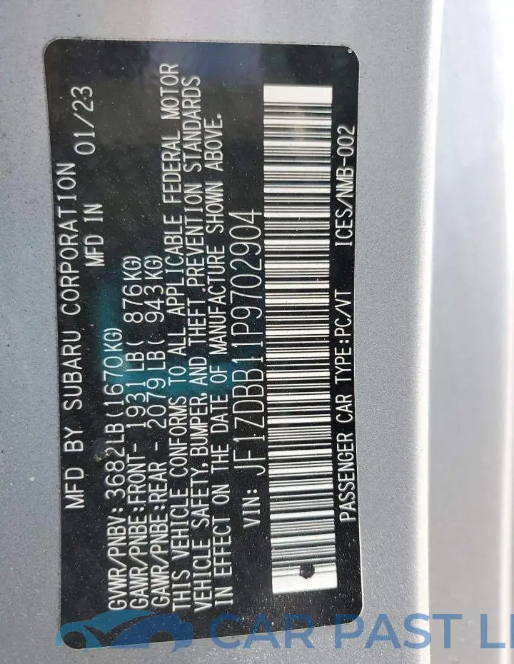 JF1ZDBB11P9702904# 13