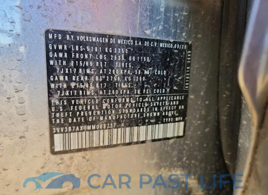 3VV3B7AX1MM008737# 13