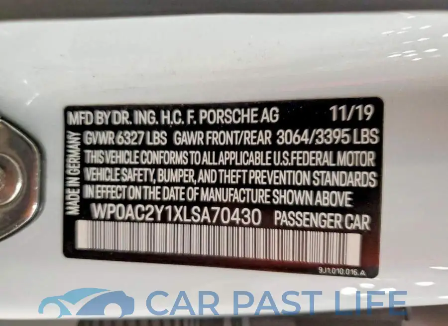 WP0AC2Y1XLSA70430# 13