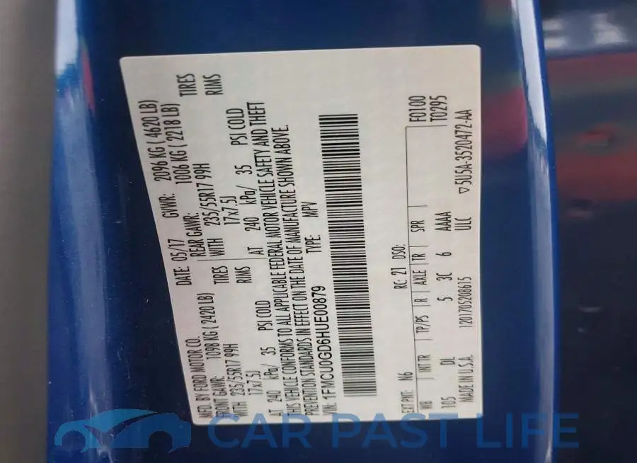 1FMCU0GD6HUE00879# 12