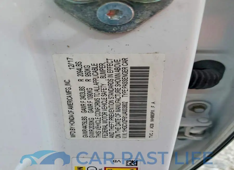 1HGCV2F61JA003802# 13