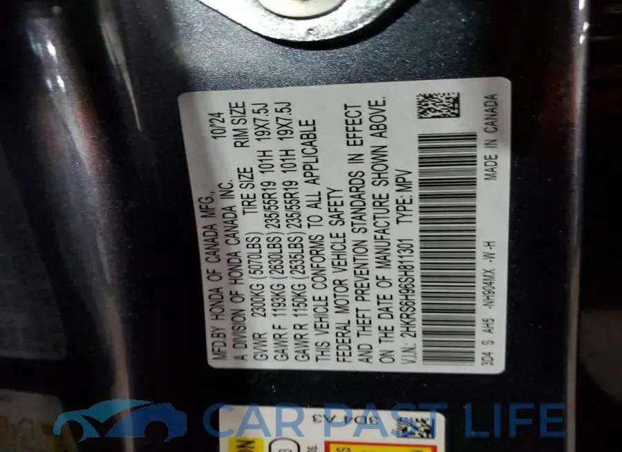 2HKRS6H96SH811301# 13