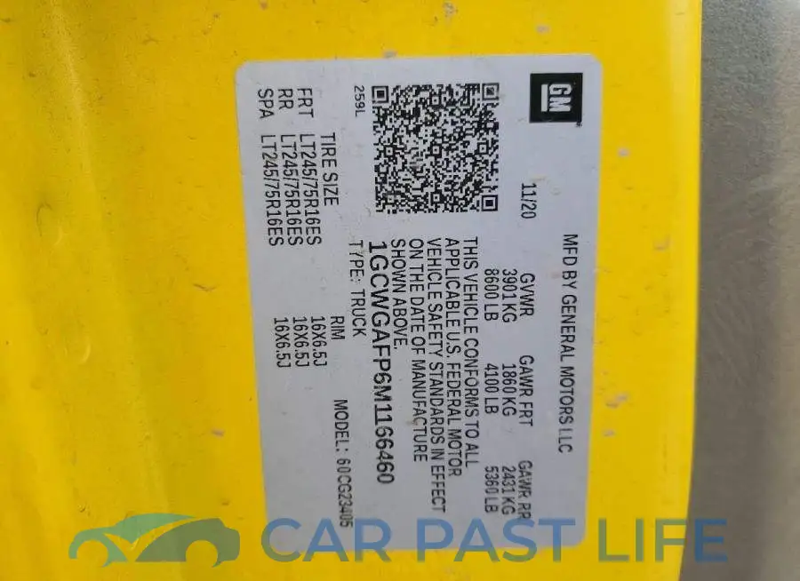 1GCWGAFP6M1166460# 13