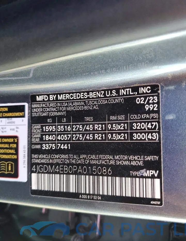4JGDM4EB0PA015086# 13