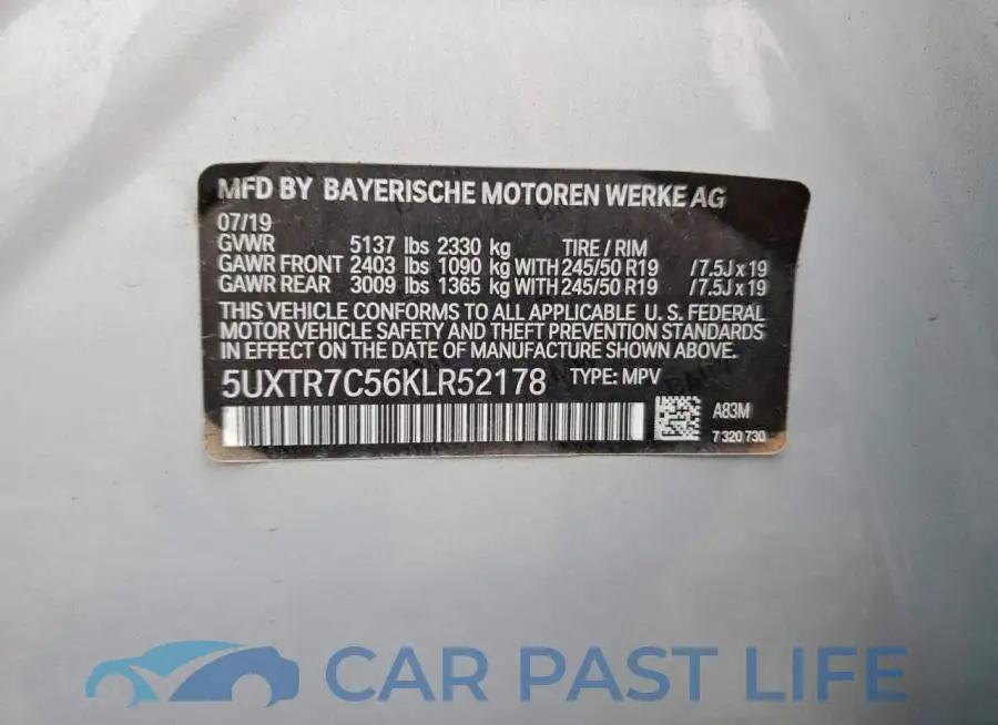 5UXTR7C56KLR52178# 12