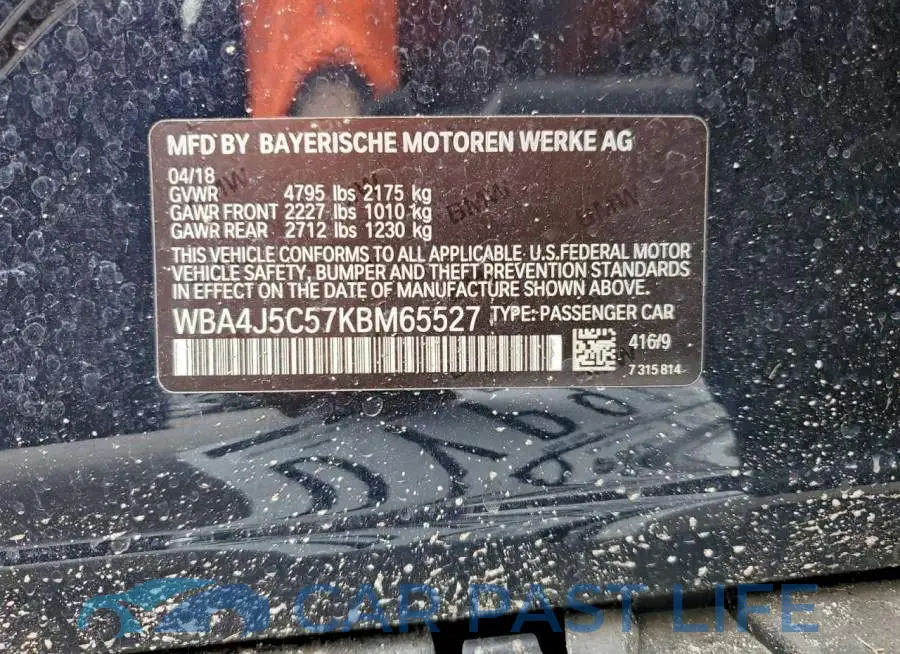 WBA4J5C57KBM65527# 12