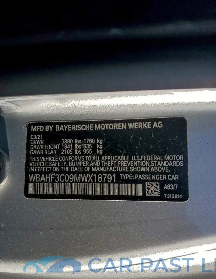 WBAHF3C09MWX18791# 12