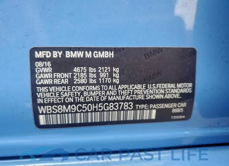 WBS8M9C50H5G83783# 12