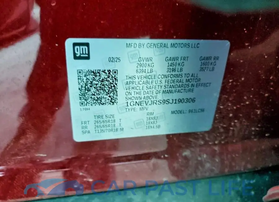 1GNEVJRS9SJ190306# 13