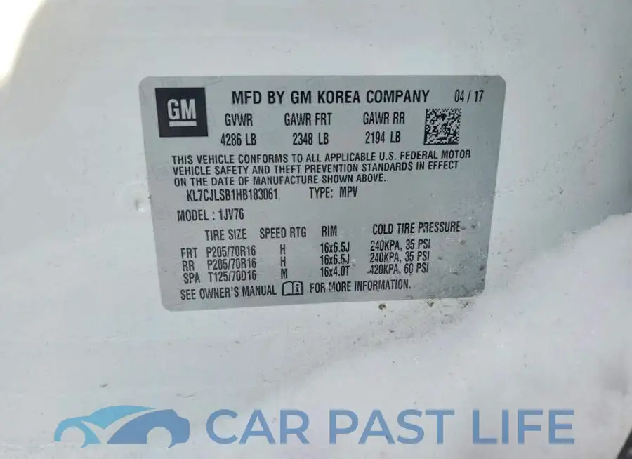 KL7CJLSB1HB183061# 12