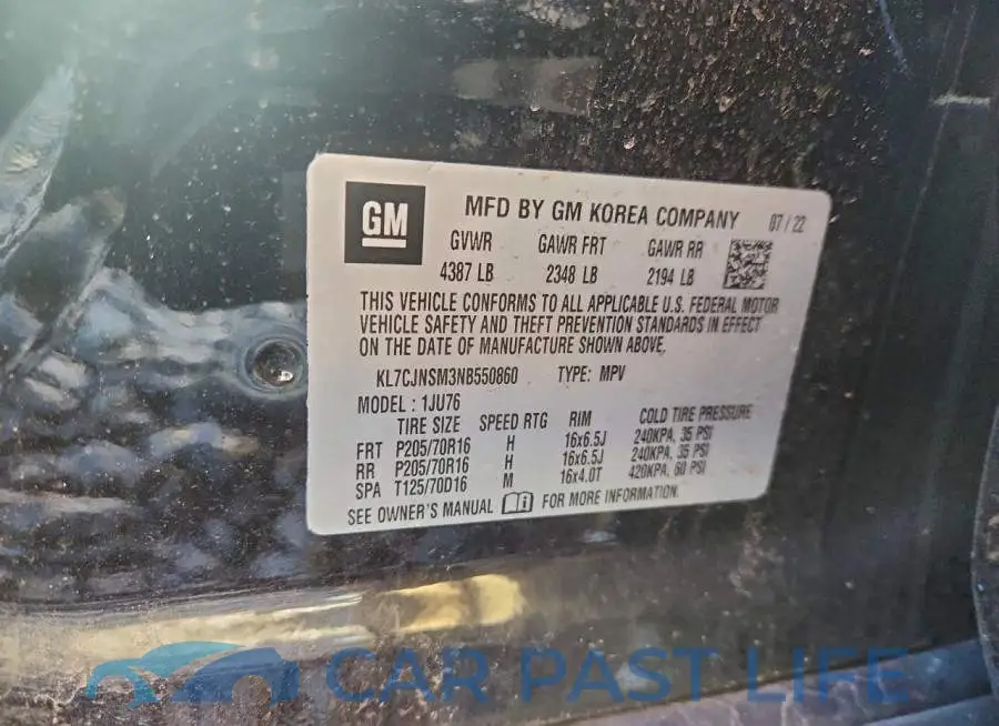KL7CJNSM3NB550860# 12