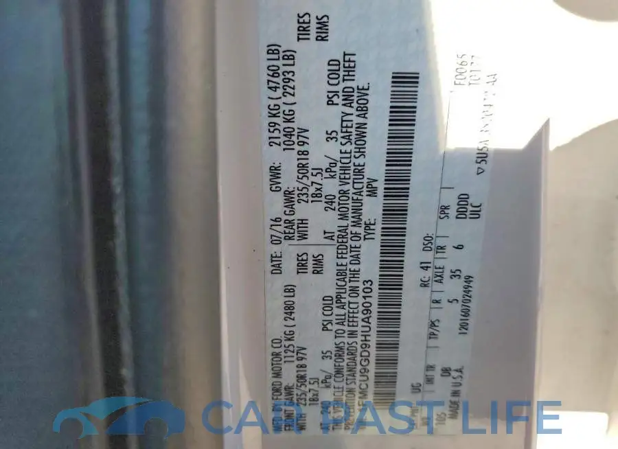 1FMCU9GD9HUA90103# 13