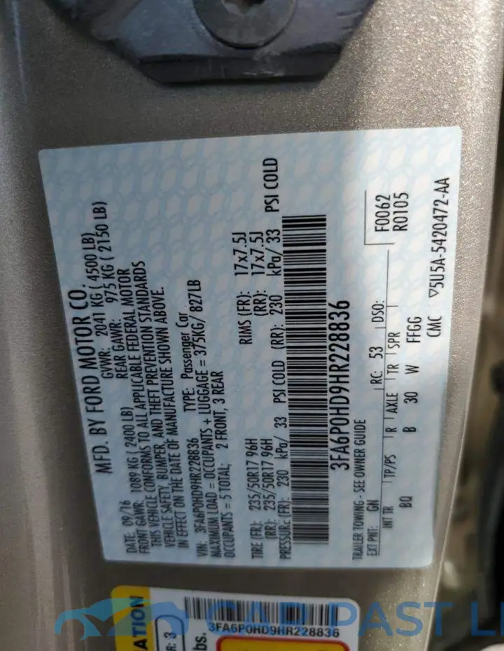 3FA6P0HD9HR228836# 12