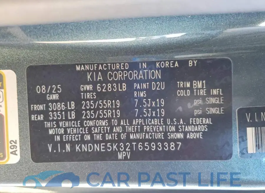 KNDNE5K32T6593387# 13
