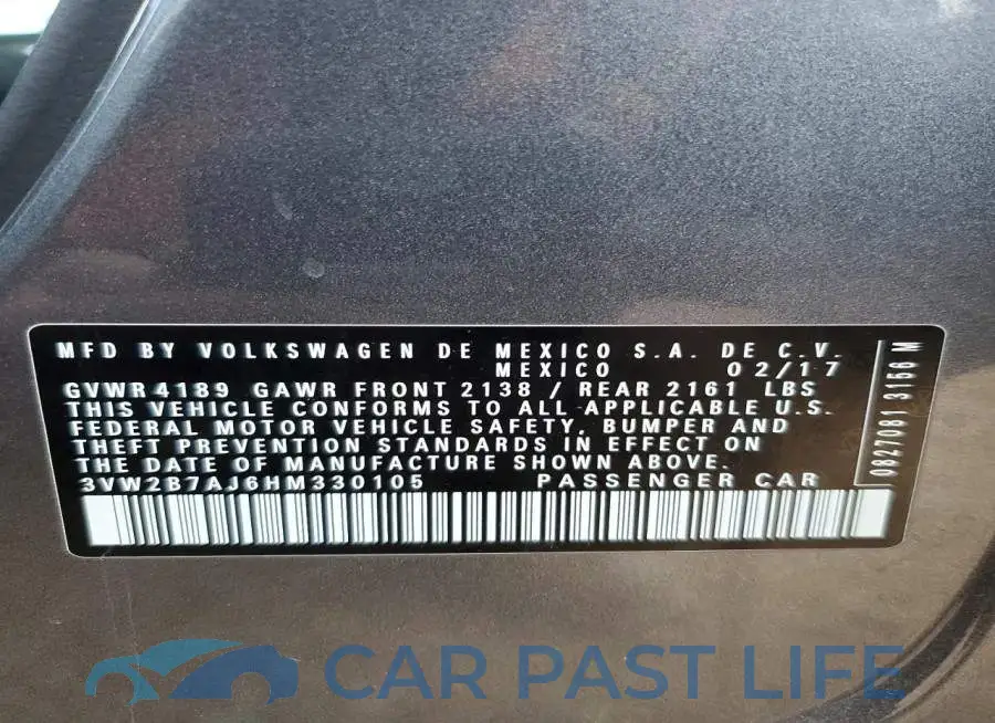 3VW2B7AJ6HM330105# 13