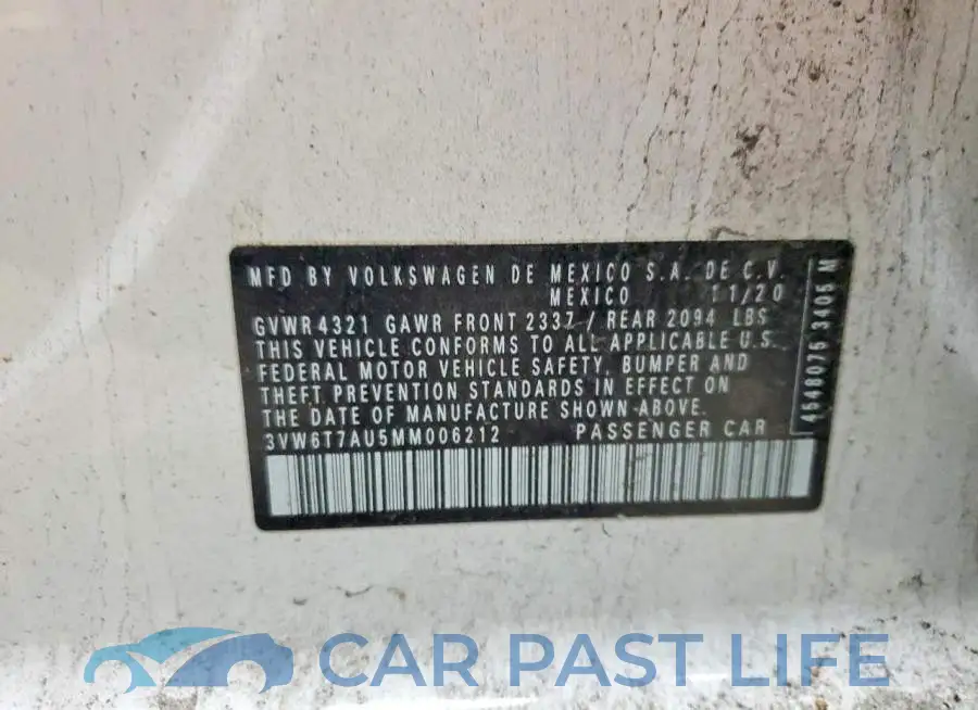 3VW6T7AU5MM006212# 12