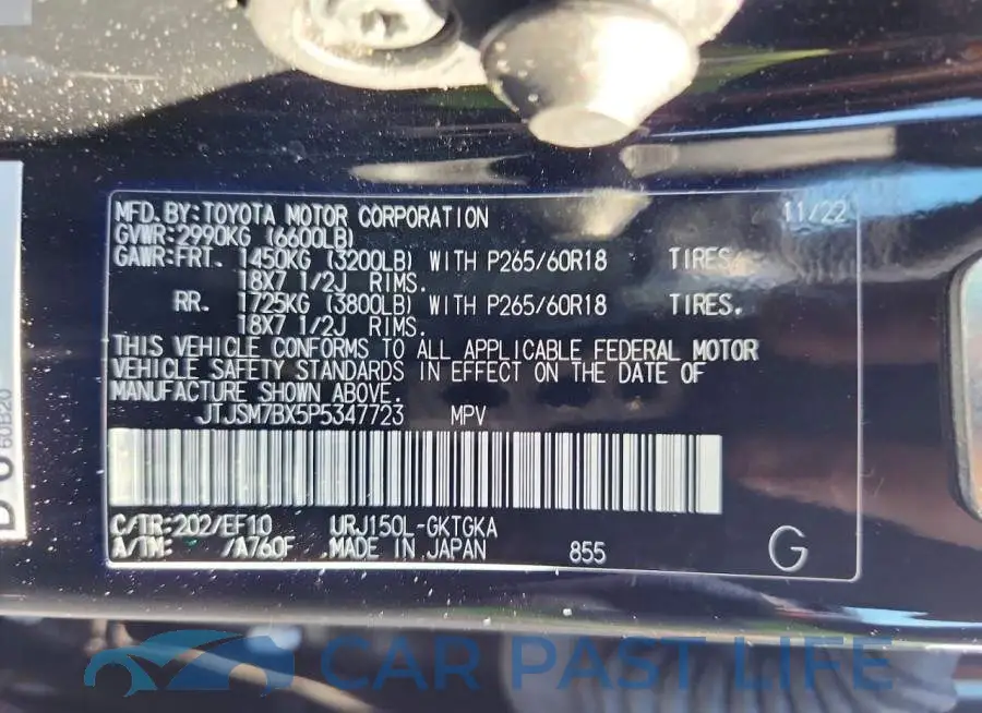JTJSM7BX5P5347723# 14