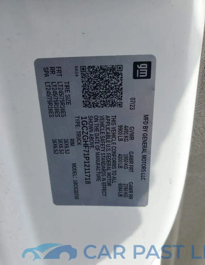 1GCZGHF71P1211718# 12