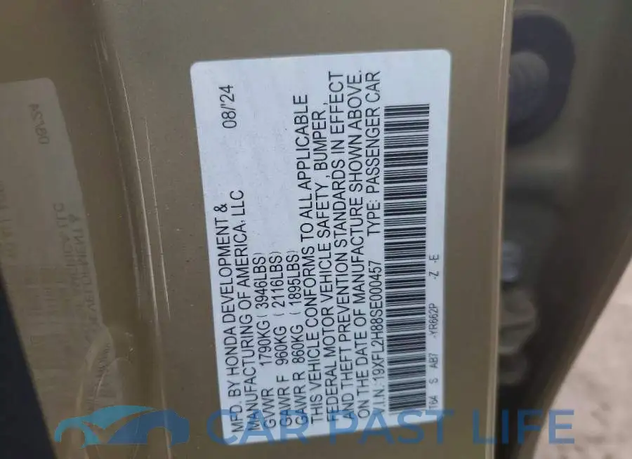 19XFL2H88SE000457# 9