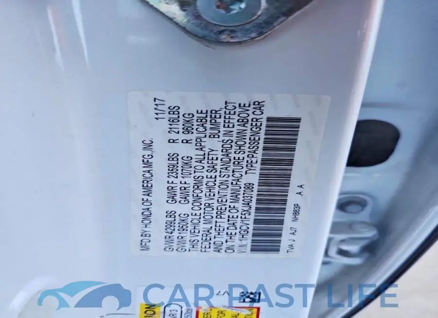 1HGCV1F5XJA037089# 12
