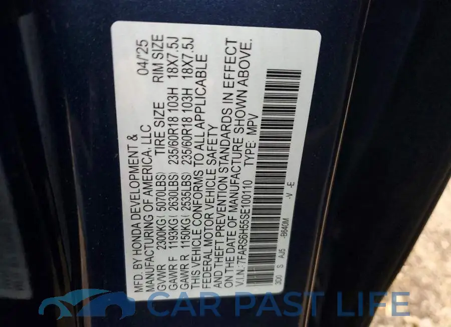 7FARS6H55SE100110# 13