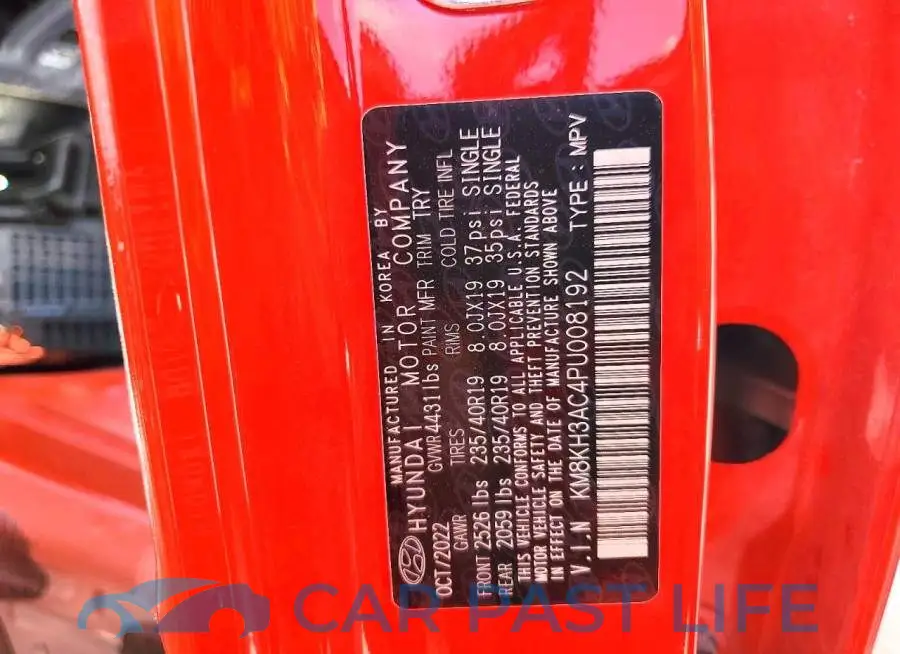 KM8KH3AC4PU008192# 13