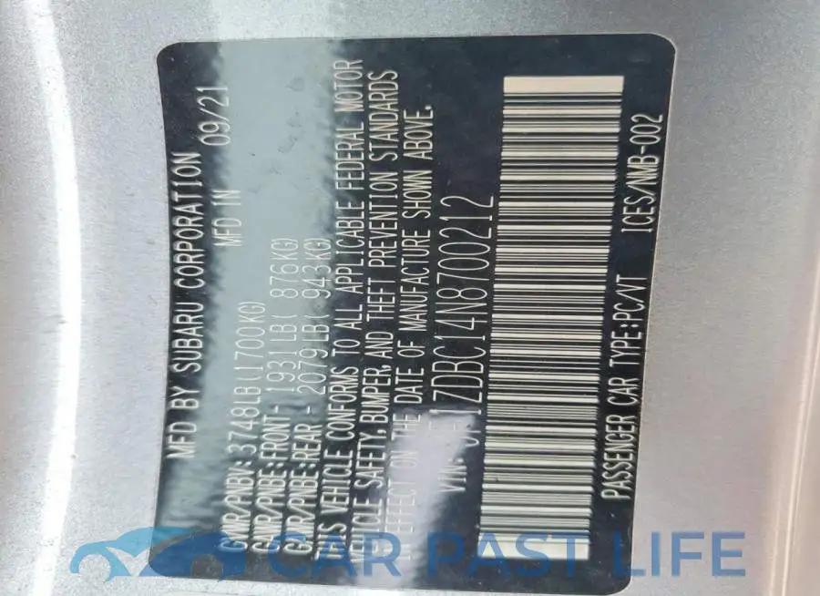 JF1ZDBC14N8700212# 12