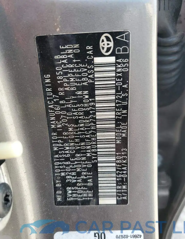 5YFBURHE7HP721791# 13