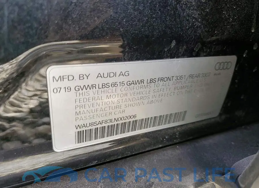 WAU8SAF83LN002006# 12