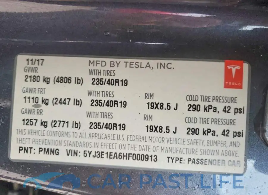 5YJ3E1EA6HF000913# 13