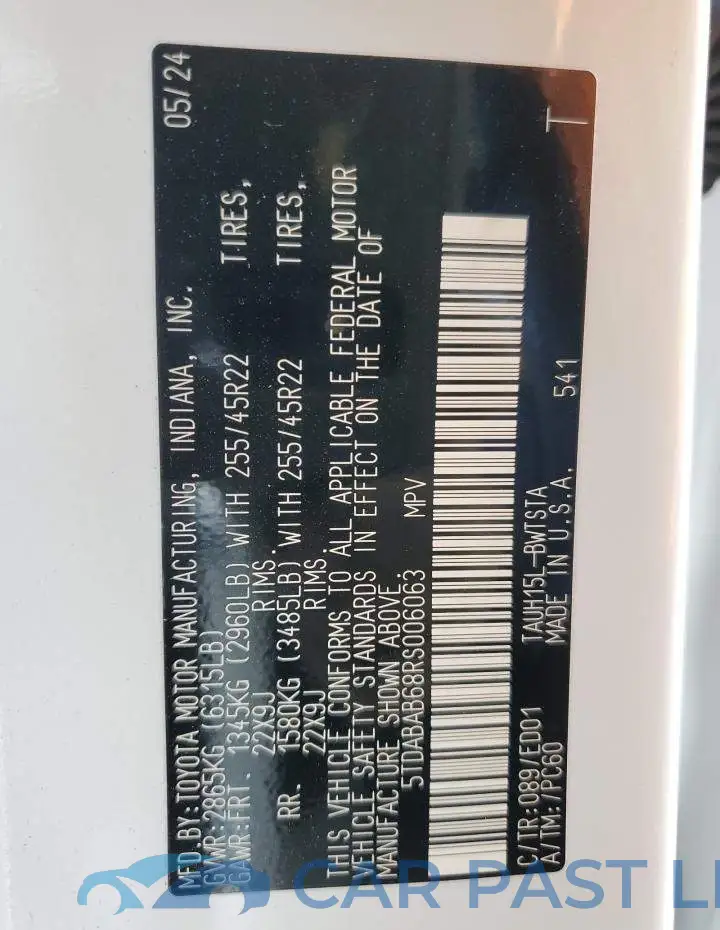 5TDABAB68RS006063# 14