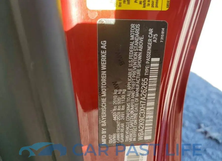 WBA2K9C3XH7A26265# 12