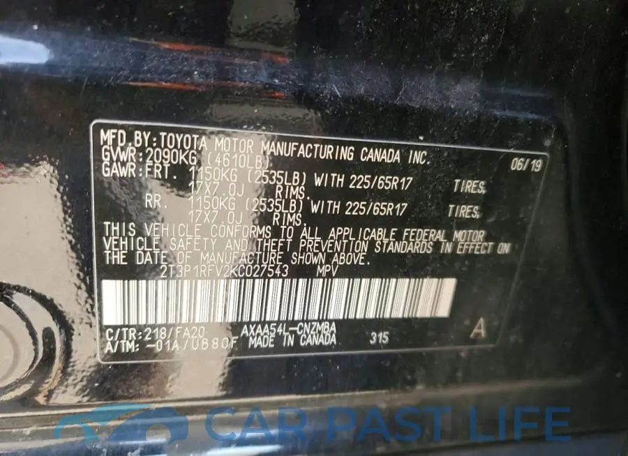 2T3P1RFV2KC027543# 13