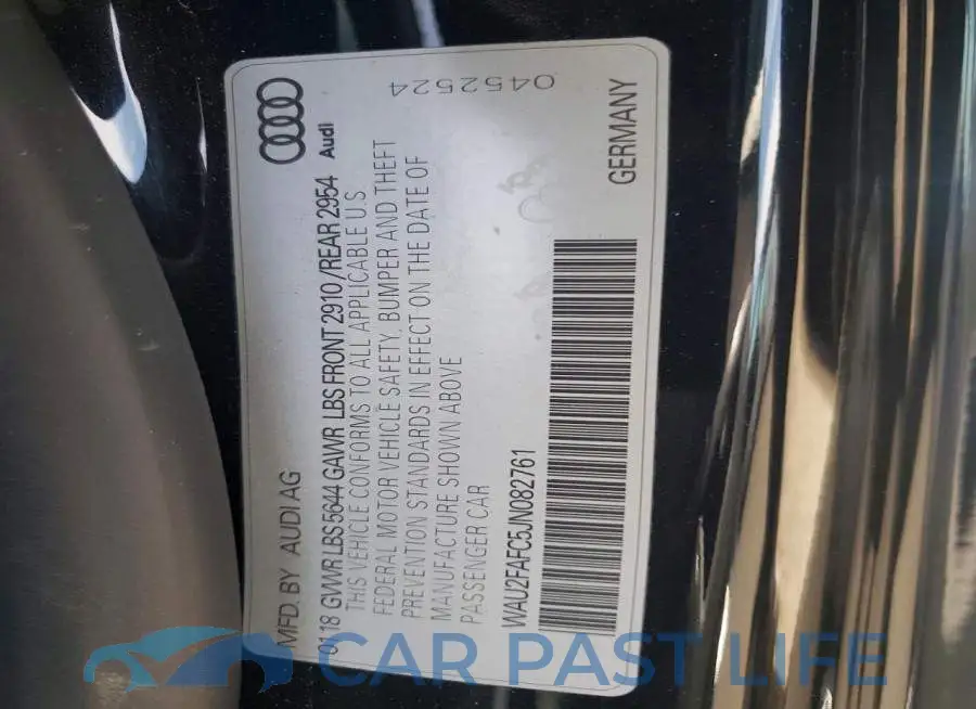 WAU2FAFC5JN082761# 12