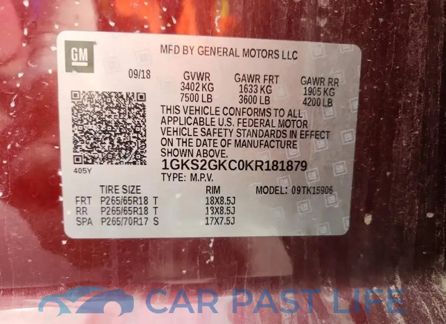 1GKS2GKC0KR181879# 14