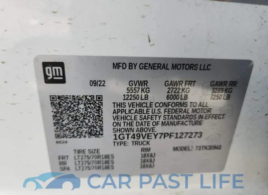 1GT49VEY7PF127273# 12