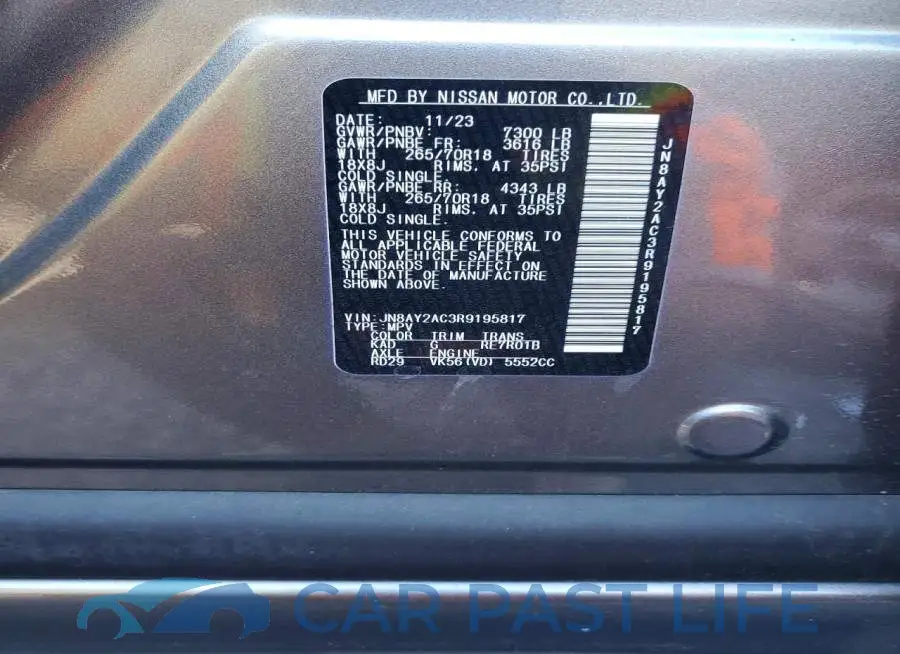 JN8AY2AC3R9195817# 13