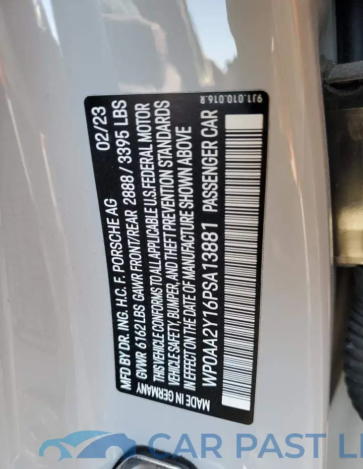 WP0AA2Y16PSA13881# 13