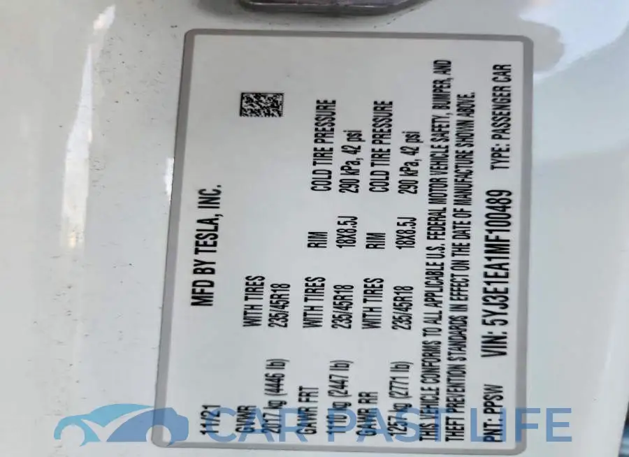 5YJ3E1EA1MF100489# 12