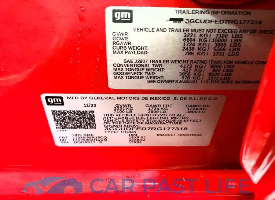 3GCUDFED7RG177318# 12