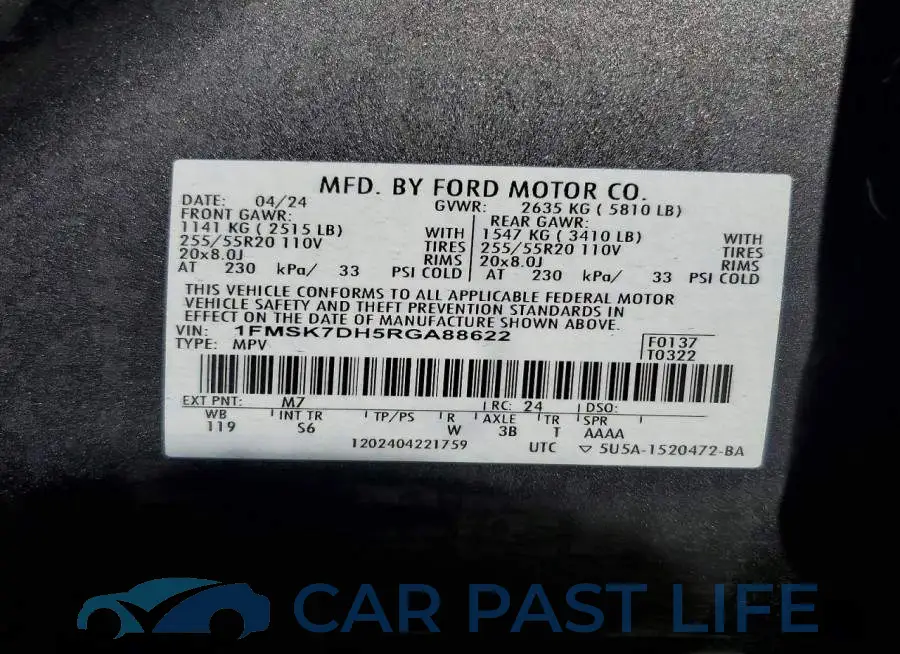 1FMSK7DH5RGA88622# 13