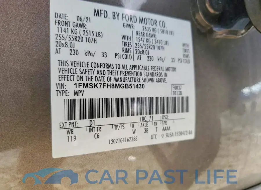 1FMSK7FH8MGB51430# 13